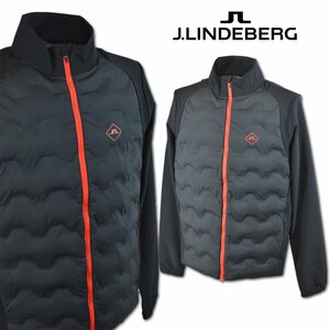 3割引【J.リンドバーグ】メンズ 中綿ブルゾン M(46) 黒 071-59019-19 J.LINDEBERG ゴルフ アウトドア 防風 撥水 かっこいい @