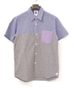 SWAGGER (スワッガー) MIX GINGHAM CHECK SHIRTS NAVY L ミックスギンガムチェック半袖シャツ