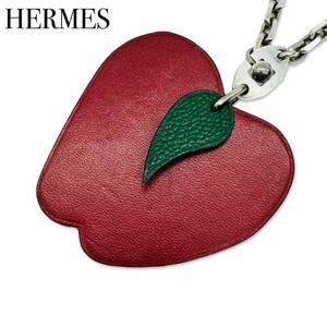 HERMES　エルメス フルーツポルトクレ レザー アップル リンゴ キーホルダー レディース