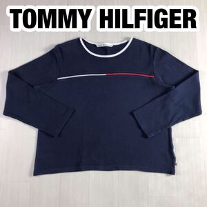 TOMMY HILFIGER トミーヒルフィガー 長袖Tシャツ ロンT ネイビー フラッグタグ ビッグロゴ