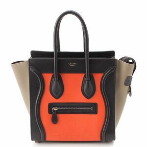 【セリーヌ】Celine　ラゲージ マイクロショッパー レザー ハンドバッグ トリコロール 【中古】【正規品保証】191153