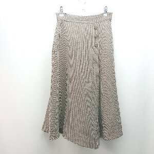 ◇ PROPORTION BODY DRESSING 千鳥柄 ボタン ロング丈 フレア スカート サイズ38 ブラウン/ホワイト レディース E