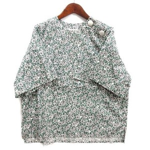 マルニ MARNI 花柄 ポケット付き ブラウス バックプリント 半袖 プルオーバー グリーン 緑 38 美品 レディース