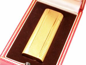 ◎1925 Cartier カルティエ ガス ライター 円柱 ダイヤカット ゴールド