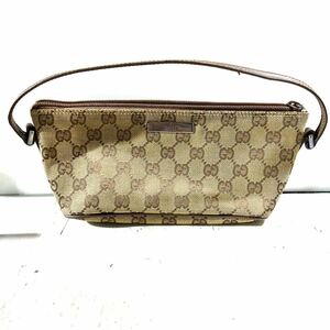 GUCCI グッチ ポーチ GGキャンバス GG柄 ワンハンドル ハンドバッグ ミニバッグ チャック破損 (B5800)