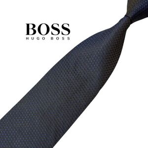 ★HUGO BOSS★高級ネクタイ ブラウンブラック系 パターン柄 ヒューゴボス イタリア シルク USED プレス済み ネコポス可 t1218