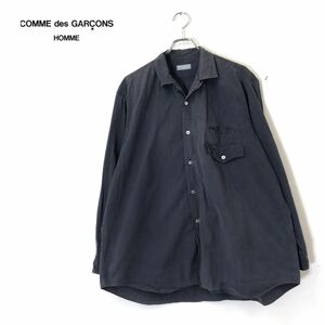 1N1796-D◆old◆ 80s~ COMME des GARCONS HOMME コムデギャルソン オム 長袖シャツ 開襟 ボックスシルエット 銀タグ◆ グレー系 コットン