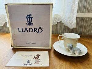 【2】 【未使用】LLADRO リヤドロ 6046 犬と小鳥 カップ&ソーサー C/S C&S 置物 