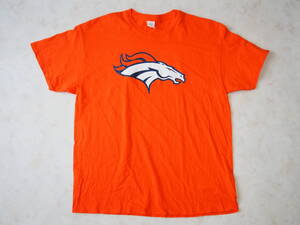 ☆送料無料☆ GILDAN ギルダン USA直輸入 古着 半袖 NFL DENVER BRONCOS デンバー・ブロンコス Tシャツ メンズ XL オレンジ トップス 中古