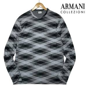 1円〜 (XXL) ARMANI COLLEZIONI アルマーニ コレツィオーニ レーヨン 総柄 ストレッチ ニット セーター