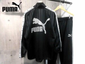 PUMA プーマ バックロゴプリント ジャージ セットアップ XO/ウォームアップ 上下セット/ストライプ/黒/メンズ/ヒットユニオン 日本製