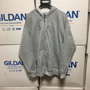 GILDAN スポーツグレー M 灰色 ジップアップ 8.0oz スウェット パーカー フルジップ フーディー ギルダン 無地 長袖 裏起毛 フード☆