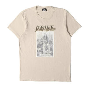 新品同様 TMT Tシャツ サイズ:XL 21AW フリンジロゴ インディアン プリント クルーネック 半袖Tシャツ ベージュ系 トップス