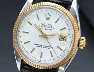 1円～! 稼動品★正規品 ROLEX ロレックス デイトジャスト 6605 27番 自動巻き Cal.1065 YGベゼル ヴィンテージ メンズ腕時計 SSCLG139