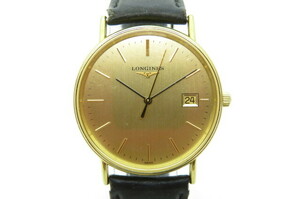 1円～【動作品】LONGINES ロンジン L4.720.2 グランドクラシック プレザンス メンズ クオーツ 腕時計 ブラックレザー ゴールド　5-8-18