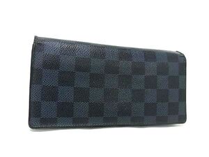 1円 ■美品■ LOUIS VUITTON ルイヴィトン N63212 ダミエコバルト ポルトフォイユ ブラザ 二つ折り 長財布 ウォレット ネイビー系 BI8561