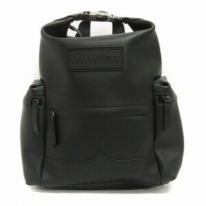 ハンター HUNTER MEDIUM TOPCLIP BACKPACK RUBBER LEATHER ラバー バックパック リュック ロゴ 黒 ブラック 鞄 ■SM レディース