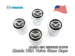 マツダ【MAZDA】米国US純正ホイール-エアバルブキャップ4個Mロゴ入り(銀×黒)/USDM北米仕様USAバルブステムキャップDEデミオBLアクセラRX-8