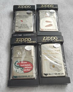 ZIPPO　1999年 未使用　4個セット　釣り　フィッシング　魚　ジッポー バス釣り　fishing　90年代