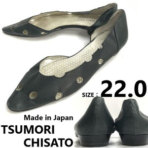 日本製★TSUMORI CHISATO/ツモリチサト★ローヒールパンプス【22.0/black/黒系】ドット柄/水玉/pumps/Shoes/heels◆sQ-666