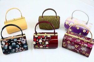 【着物フィ】1円 振袖用バッグ　6個セット　まとめて 刺繍　エナメル　成人式　花　可愛い　お洒落　和装バッグ　着物　16856