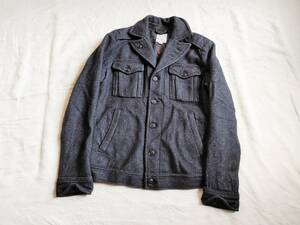 美品 DIESEL ディーゼル ジャケット ヘビー ウール メランジ ワッペン ワーク ミックス素材 ミリタリー チャコール M △1