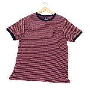 H731-20 POLO RALPH LAUREN ラルフローレン 半袖 ボーダー Tシャツ カットソー ポケットT 赤系 綿100% キッズ ボーイズ XL（18-20）