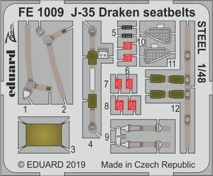 エデュアルド(FE1009) 1/48 J-35 Draken用シートベルトのエッチングパーツ(ハセガワ用)