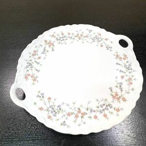 ★☆未使用保管品 HUTSCHEREUTHER/フッチェンロイター 取手付きプレート 花柄/絵付け☆★