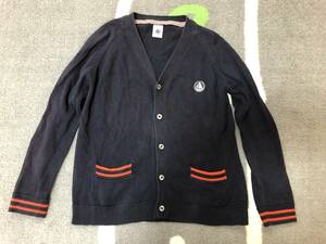  PETIT BATEAU プチバトー 8ans 126cm ニットカーディガン 男の子 ネイビー 制服 七五三 結婚式 入学式 卒園式 冠婚葬祭 120 130