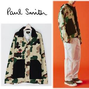 《PS Paul Smith ポールスミス×Stan Ray》新品 リップストップ生地 カモフラ Smith Happy ショップジャケット 大きめM A8634