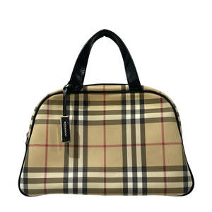 中古B/標準 BURBERRY バーバリー ハンドバッグ ロンドン チェック ミニ ボーリング ヴィンテージ レディース ベージュ 20495967