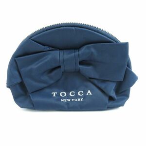 未使用 TOCCA トッカ NUANCE RIBBON POUCH ニュアンス リボン ポーチ ネイビー コスメ 化粧 レディース AM4714C