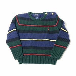 ■KIDS Polo by Ralph Lauren ラルフローレン マルチボーダー柄 コットンニットセーター 古着 アメカジ サイズ24M■