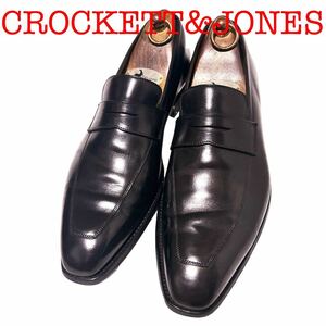 387.CROCKETT&JONES クロケットアンドジョーンズ MERTON ペニーローファー コインローファー ビジネスシューズ ブラック 8.5E