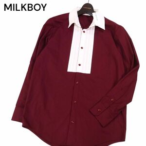 【新品 未使用】 MILKBOY ミルクボーイ 通年 タック切替★ 長袖 シャツ Sz.F　メンズ 日本製　I4T02077_6#C