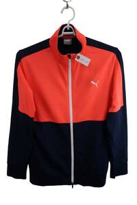 【美品】PUMA GOLF(プーマゴルフ) ジャージトップス オレンジネイビー メンズ US XS ゴルフ用品 2410-0537 中古