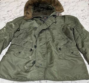 90s★ALPHAINDUSTRIES アルファインダストリーズ　 フライトジャケット ミリタリー N-3B USA製 ヴィンテージ モッズコート　メンズLサイズ