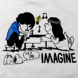 送込【IMAGINE】ジョン＆ヨーコ / Peanuts風 / ホワイト★選べる5サイズ/S M L XL 2XL/ヘビーウェイト 5.6オンス