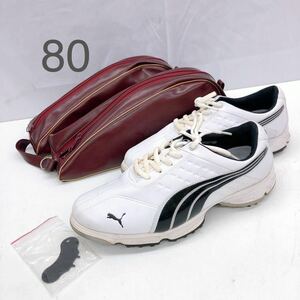 5AD064 PUMA プーマ ゴルフシューズ 白 黒 White BLACK スポーツ 靴 サイズ26 現状品