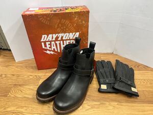 【57471.0108K】★中古 保管品★ DAYTONA LEATHERS サイドゴアブーツ 28.0cm DEGNER バイクグローブ XL ブラック バイク用品 現状品