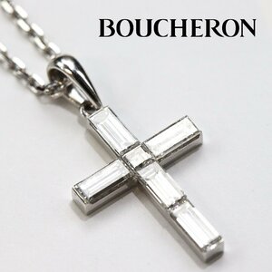 おたからや◆BOUCHERON/ブシュロン 750刻印 ダイヤネックレス バゲットカット・クロスデザイン《約5.0g》ジュエリー【◎C-A71820-2】