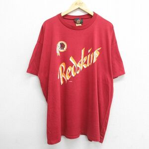 XL/古着 半袖 ビンテージ Tシャツ メンズ 90s NFL ワシントンレッドスキンズ 大きいサイズ クルーネック 赤 レッド アメフト スーパーボウ