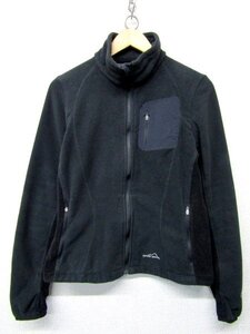 S2197:使用感あり eddie bauer WINDCUTTER FLEECE エディバウアー ジャケット/M/黒/レディース フリース アウトドア ブルゾン