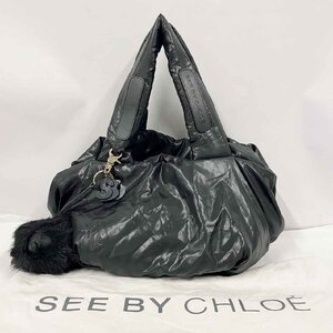 【カードあり】SEE BY CHLOE 03-12-98-65 ハンドバッグ＜バッグ＞シーバイクロエ レディース ブランド ナイロン ブラック チャーム付き