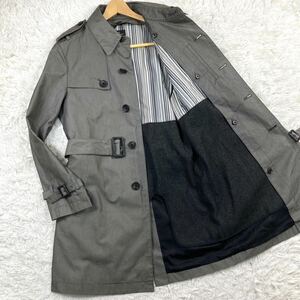 美品/カシミヤ混●Paul Smith LONDON ポールスミス トレンチコート ロングコート アウター ライナー付 着脱 マルチストライプ 切替 メンズ