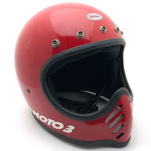 送料無料 12月5日値下 BELL MOTO3 RED 57cm/ベルモト3ビンテージヘルメット赤レッドvmxオフロードフルフェイスヘルメットmoto4starモト4