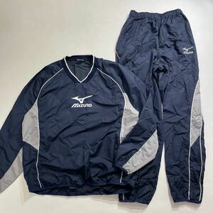 74 美品 希少な2XO ミズノ MIZUNO ウォームアップ セットアップ 上下 トレーニングウェア ロゴ刺繍 薄地 春夏 スポーツ ネイビー 紺 40227G