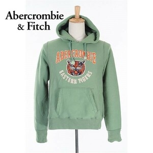 A4980/美品 秋冬 Abercrombie&Fitch アバクロ ビッグロゴ ワッペン カンガルー プルオーバー パーカー ブルゾン ジャケット L 緑/メンズ