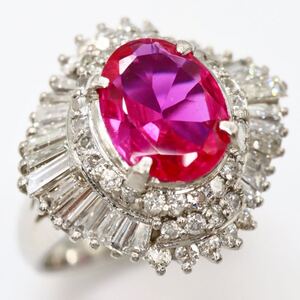 1円〜!!鑑別書付き!!▼Pt900 ルビー/天然ダイヤモンドリング▼J◎ 約9.6g 約11号 ruby diamond ring指輪EG0/EG7 S105